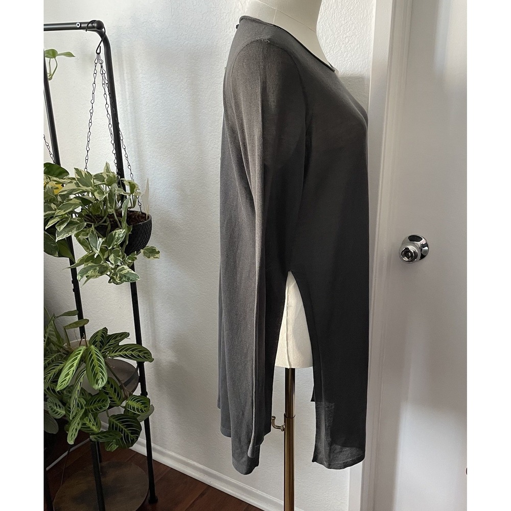 Eileen Fisher Tencel Semi Sheer Tunic Top Small Greyside Slits Lagenlook Coastal - Picture 3 of 11